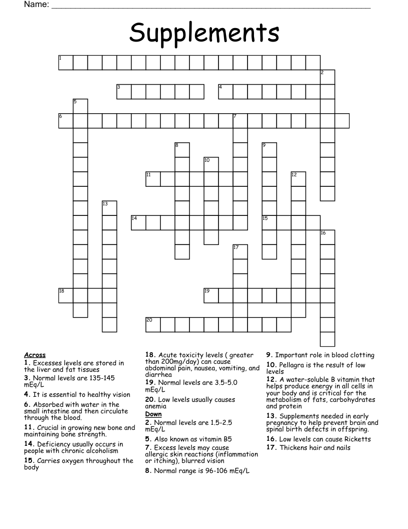 Supplements  Crossword