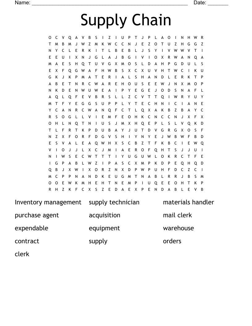 Supply Chain Word Search