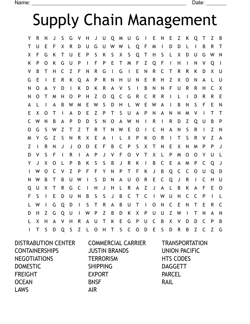 Supply Chain Management Word Search