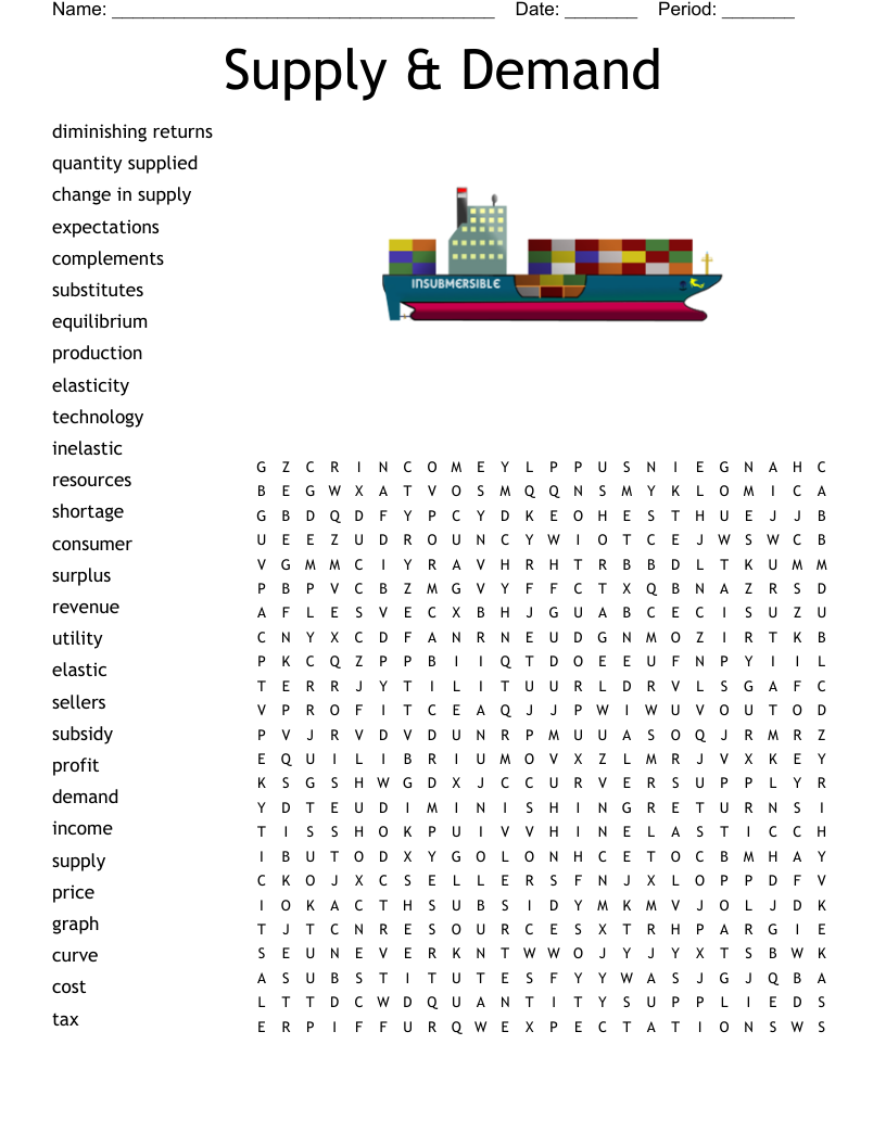 Supply & Demand Word Search