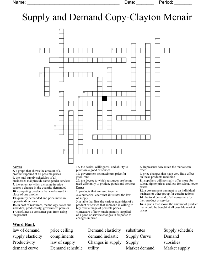 Supply and Demand Copy-Clayton Mcnair Crossword