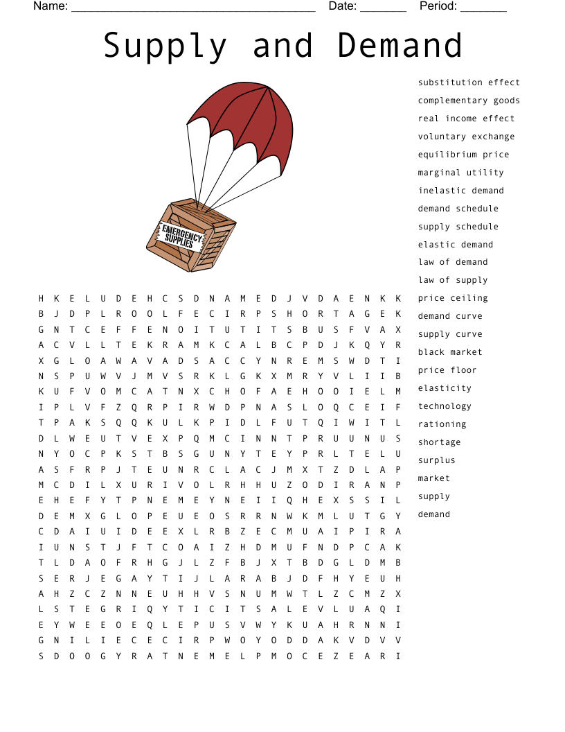 Supply and Demand  Word Search