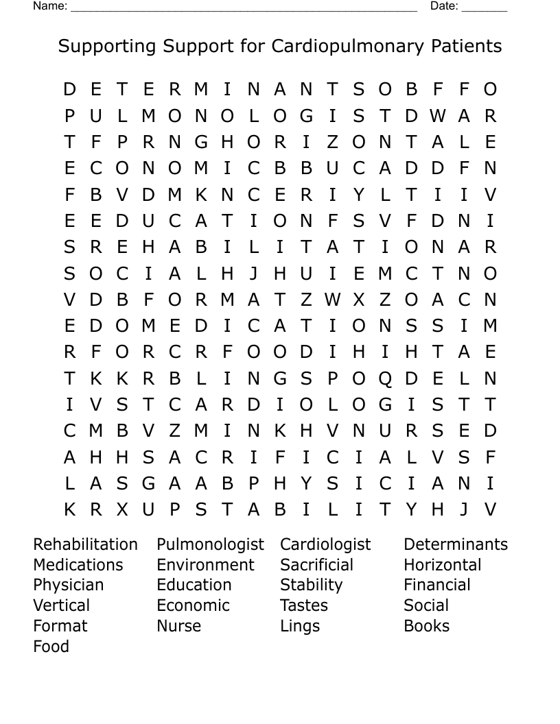 Supporting Support for Cardiopulmonary Patients Word Search