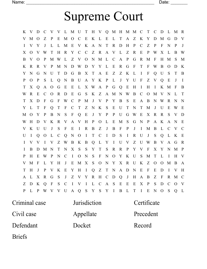 Supreme Court Word Search