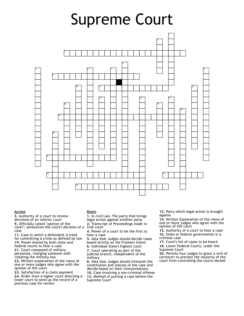 Supreme Court Crossword