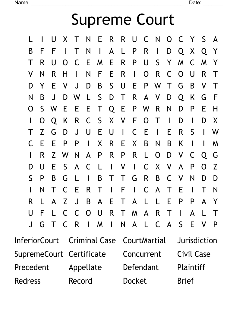 Supreme Court Word Search