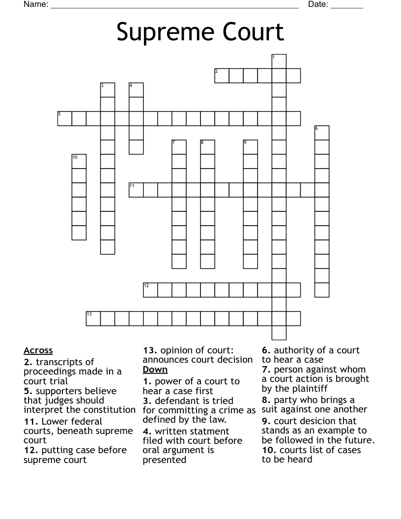Supreme Court Crossword