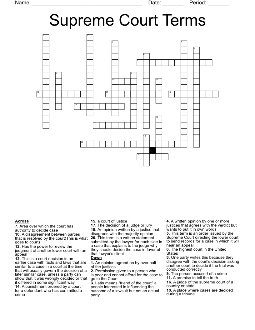 Supreme Court Terms Crossword