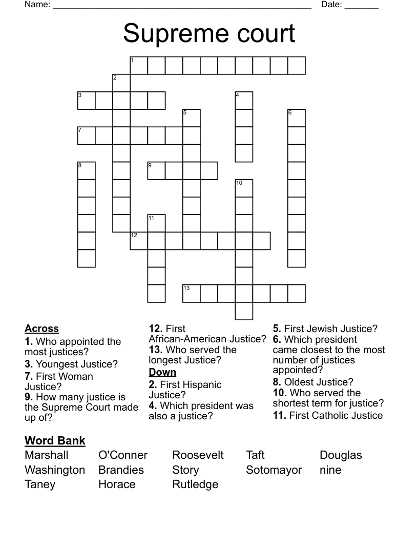 Supreme court Crossword