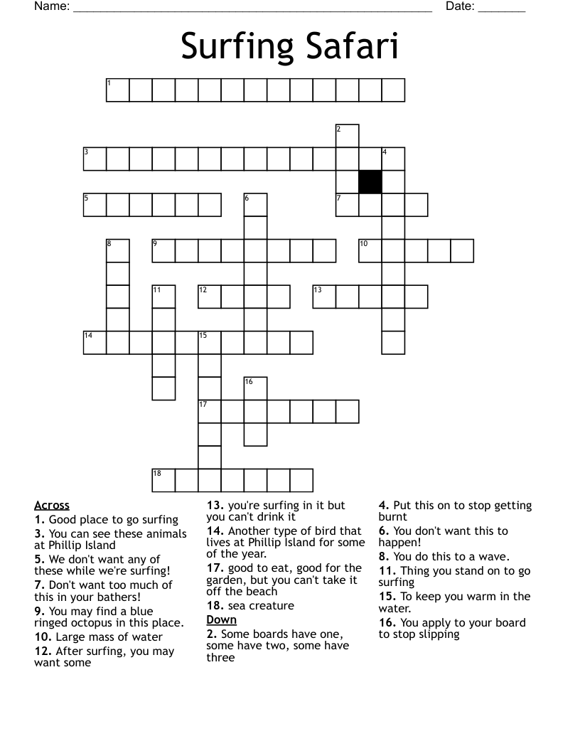 Surfing Safari Crossword