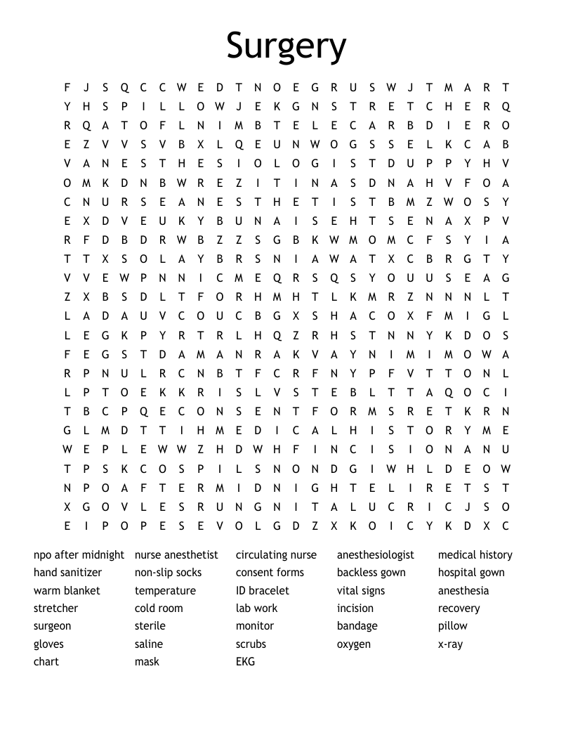 Surgery Word Search