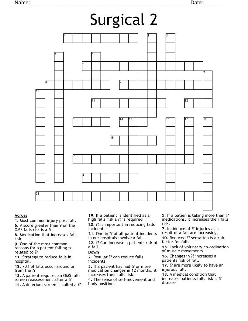 Surgical 2 Crossword