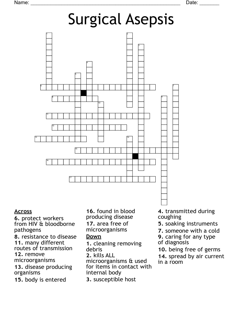 Surgical Asepsis Crossword