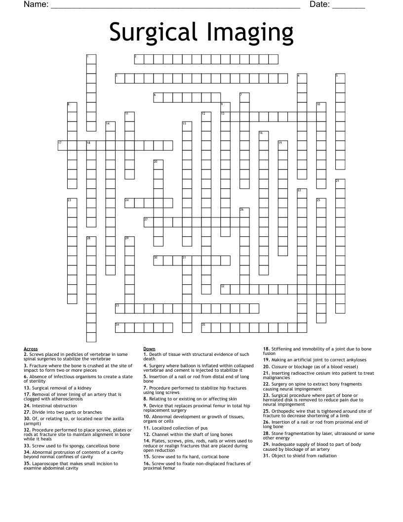 Surgical Imaging Crossword