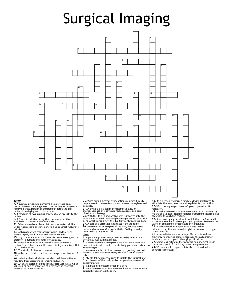 Surgical Imaging  Crossword