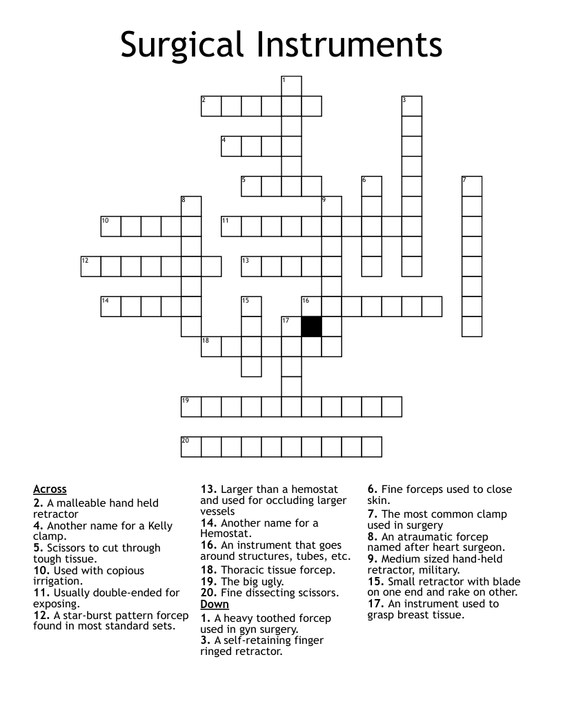 Surgical Instruments Crossword