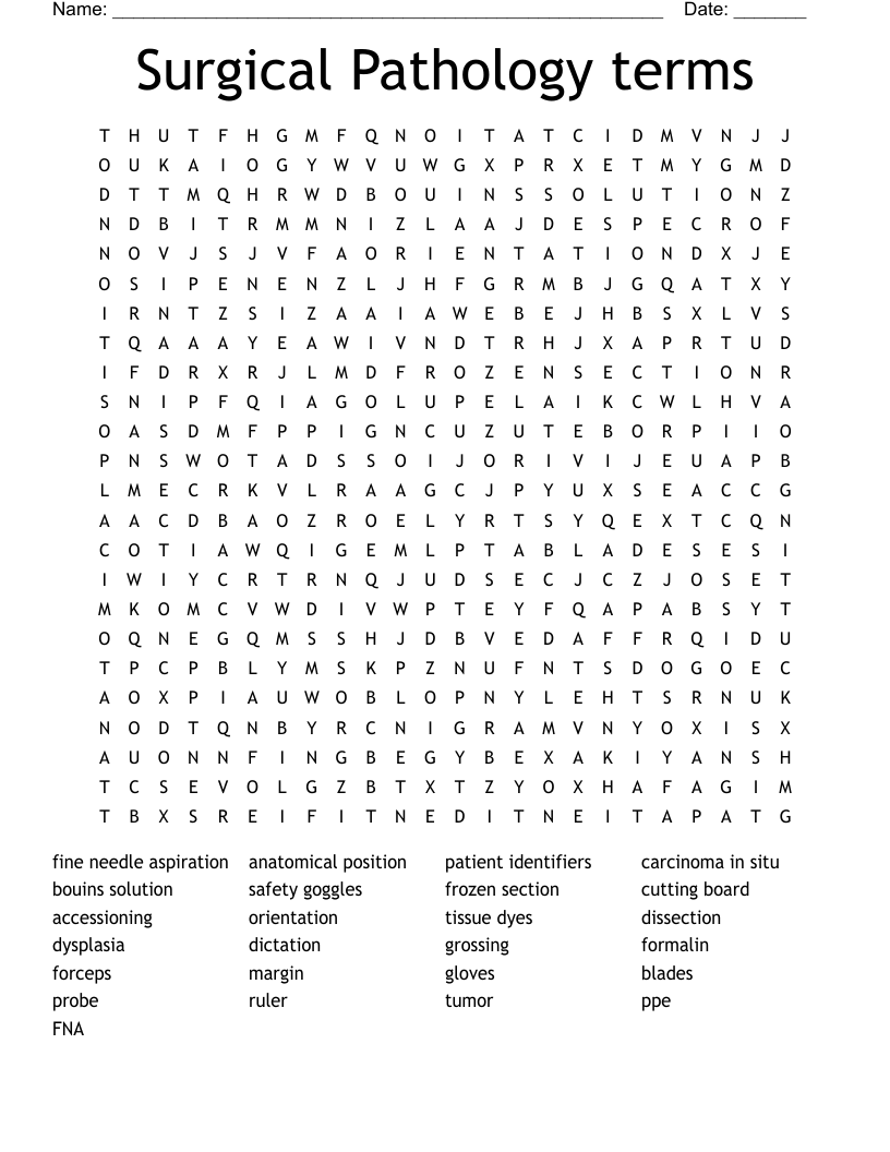 Surgical Pathology terms Word Search