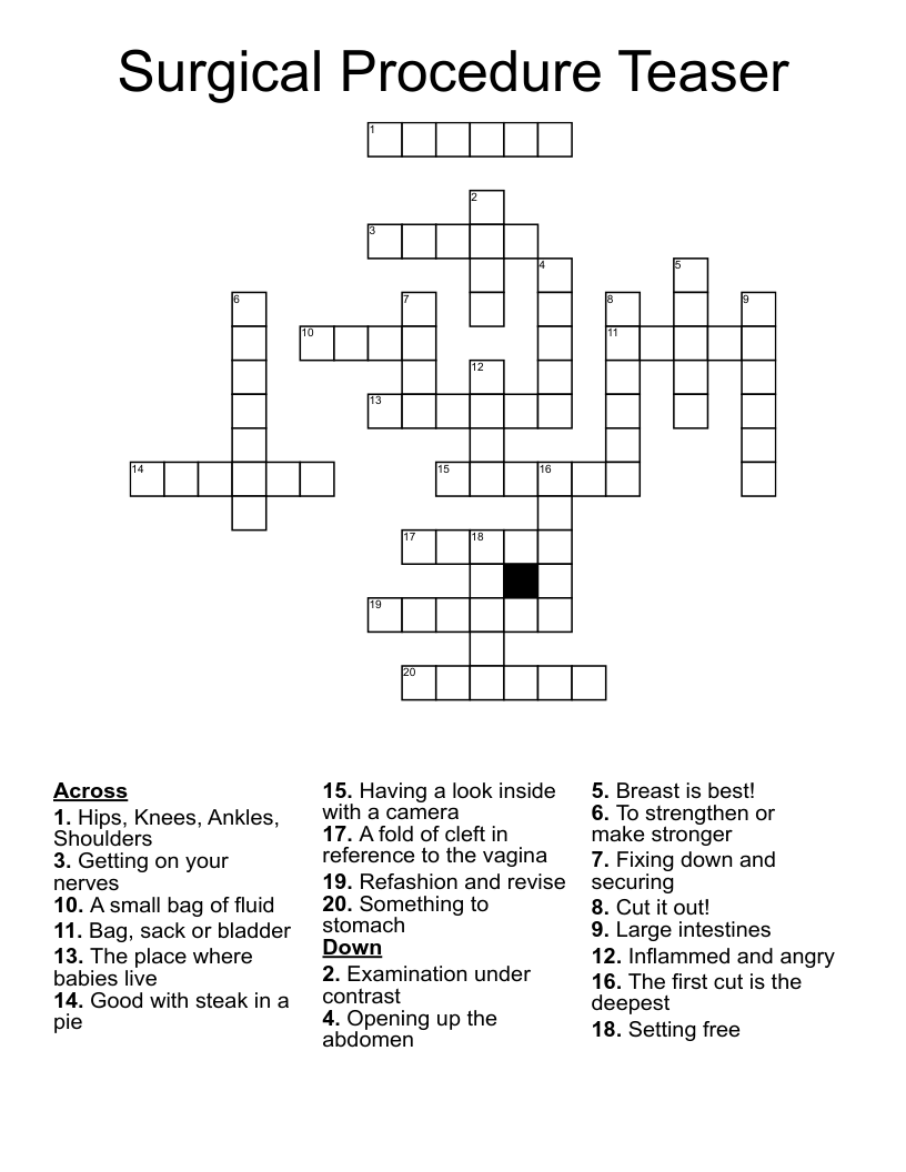 Surgical Procedure Teaser Crossword