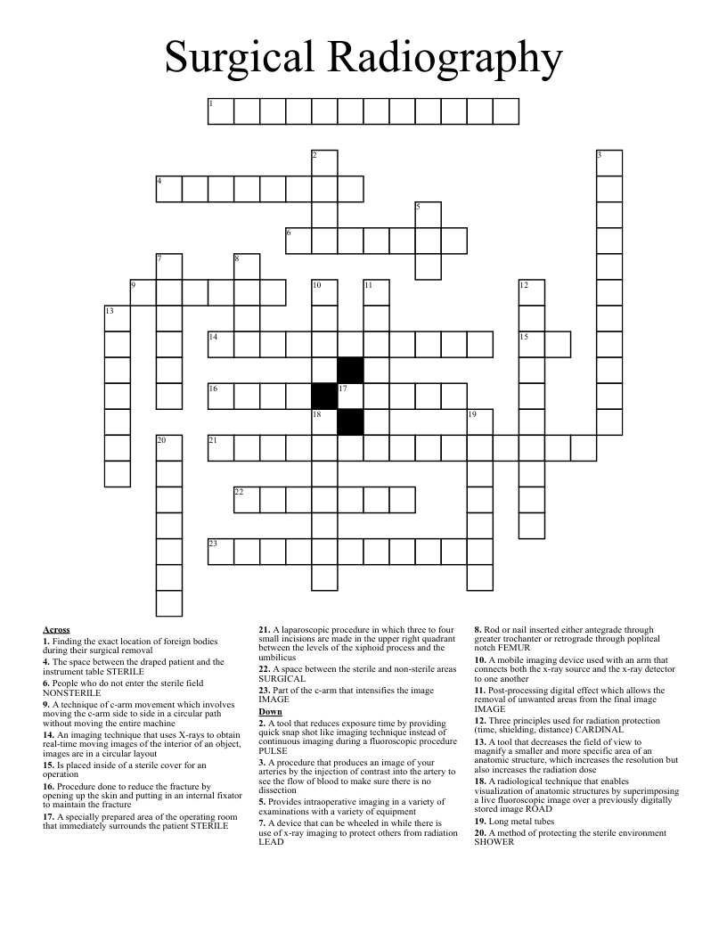 Surgical Radiography Crossword