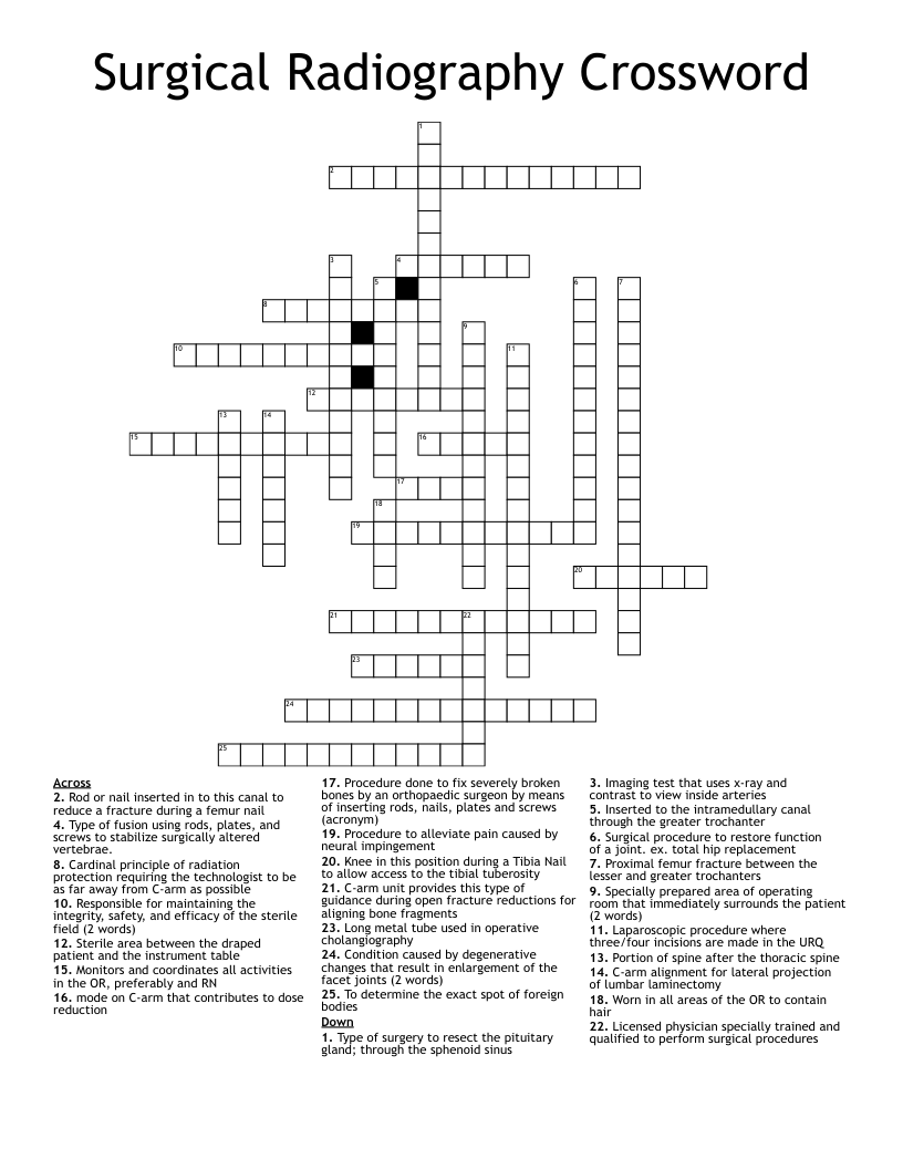 Surgical Radiography Crossword