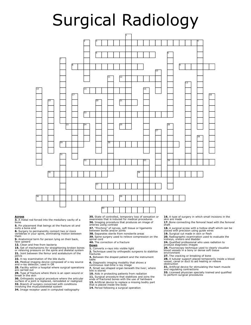 Surgical Radiology Crossword