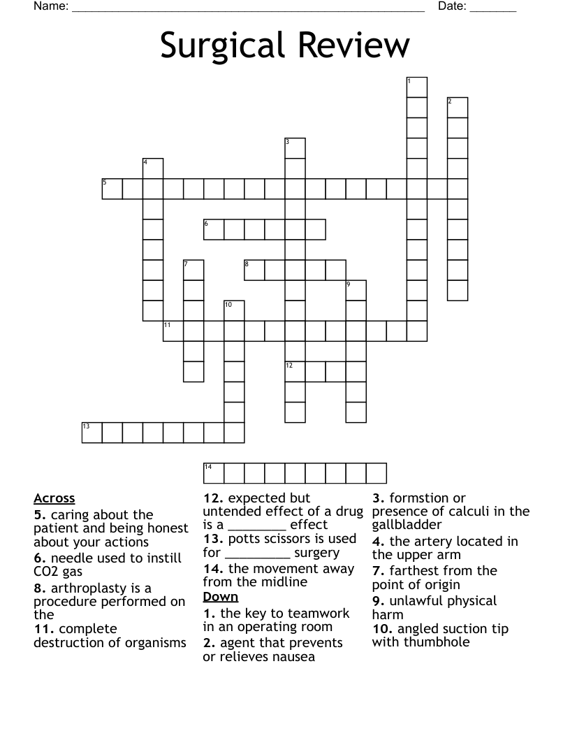 Surgical Review Crossword