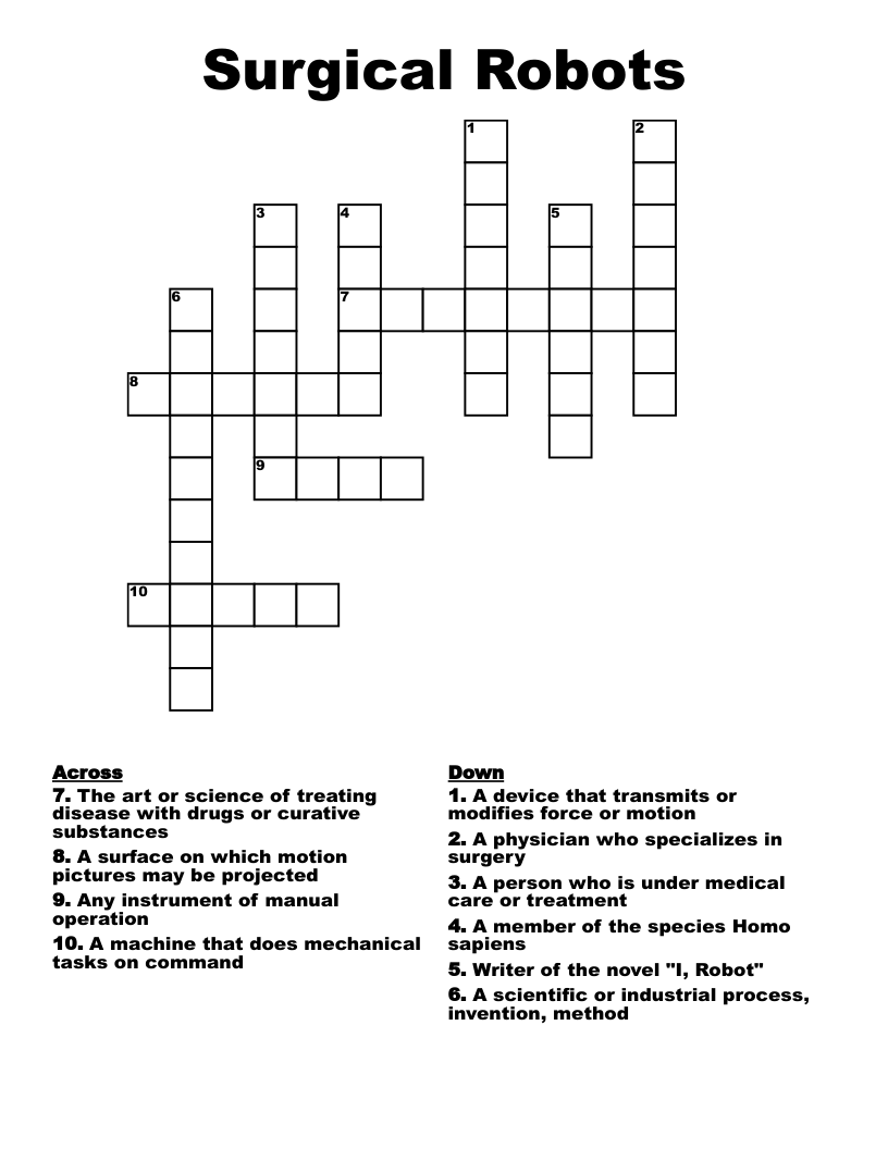 Surgical Robots Crossword
