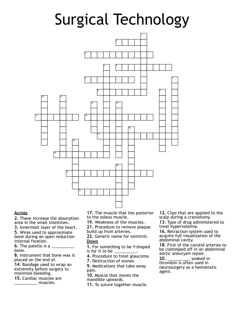 Surgical Technology Crossword