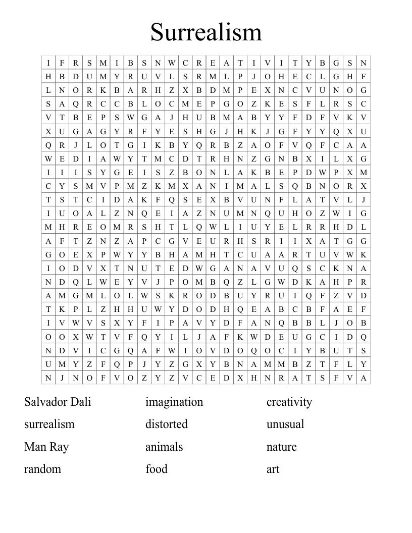 Surrealism Word Search