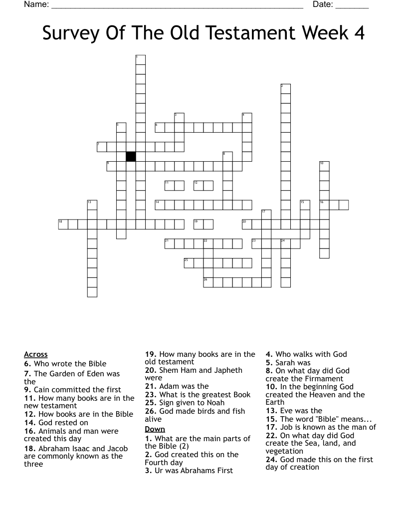 Survey Of The Old Testament Week 4 Crossword