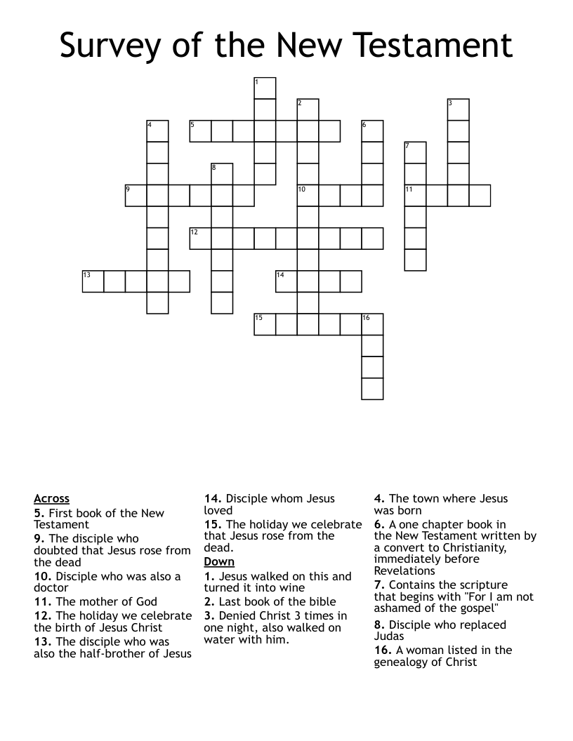Survey of the New Testament Crossword
