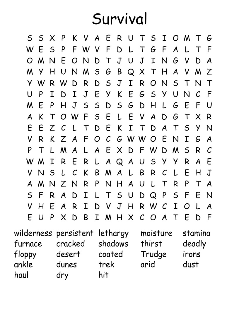 Survival Word Search