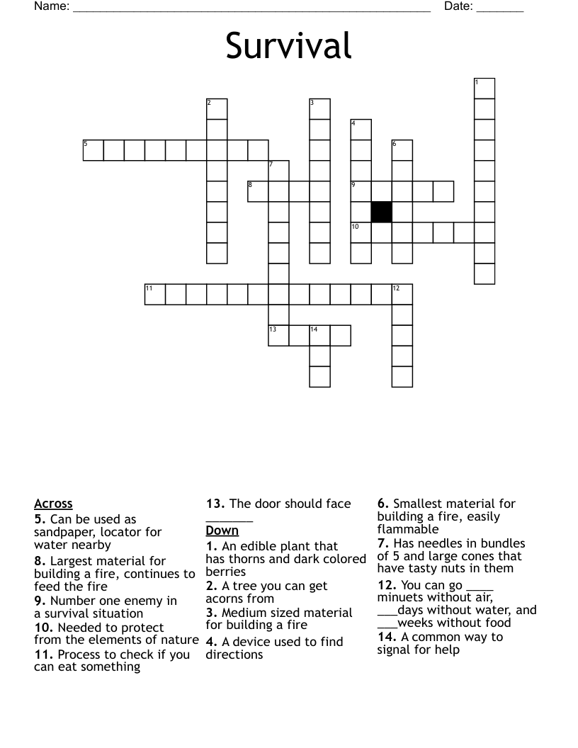 Survival Crossword
