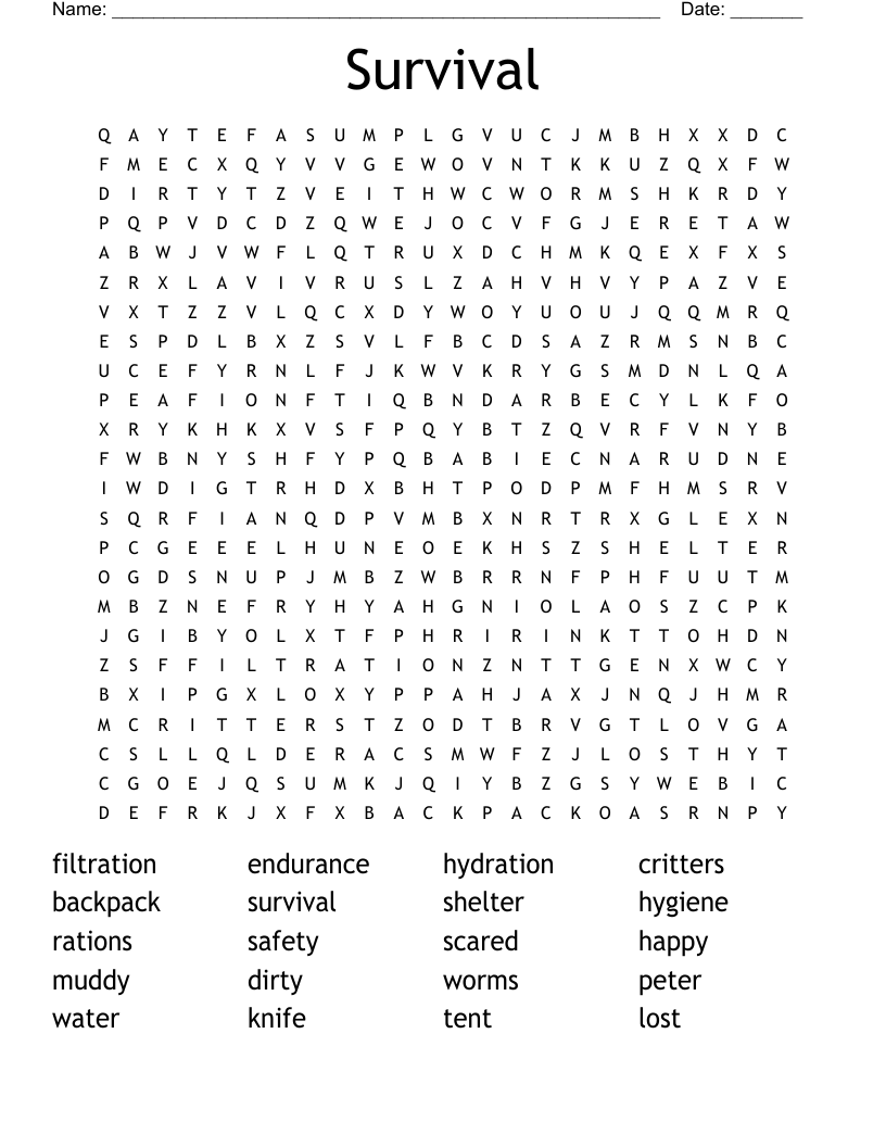 Survival Word Search