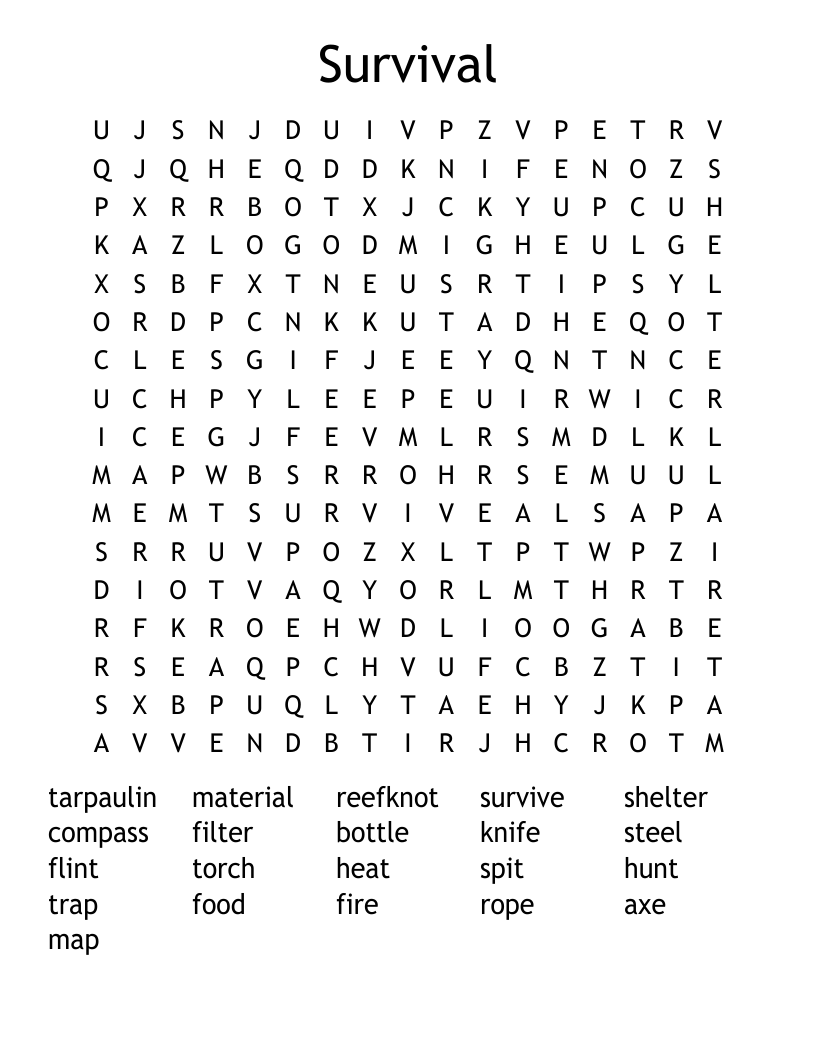 Survival Word Search