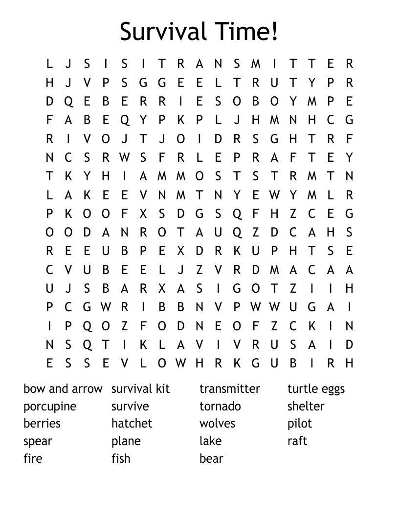 Survival Time! Word Search