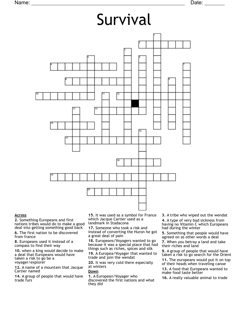 Survival  Crossword