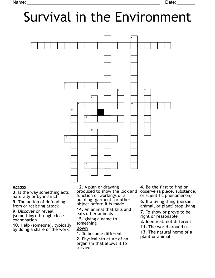 Survival in the Environment Crossword
