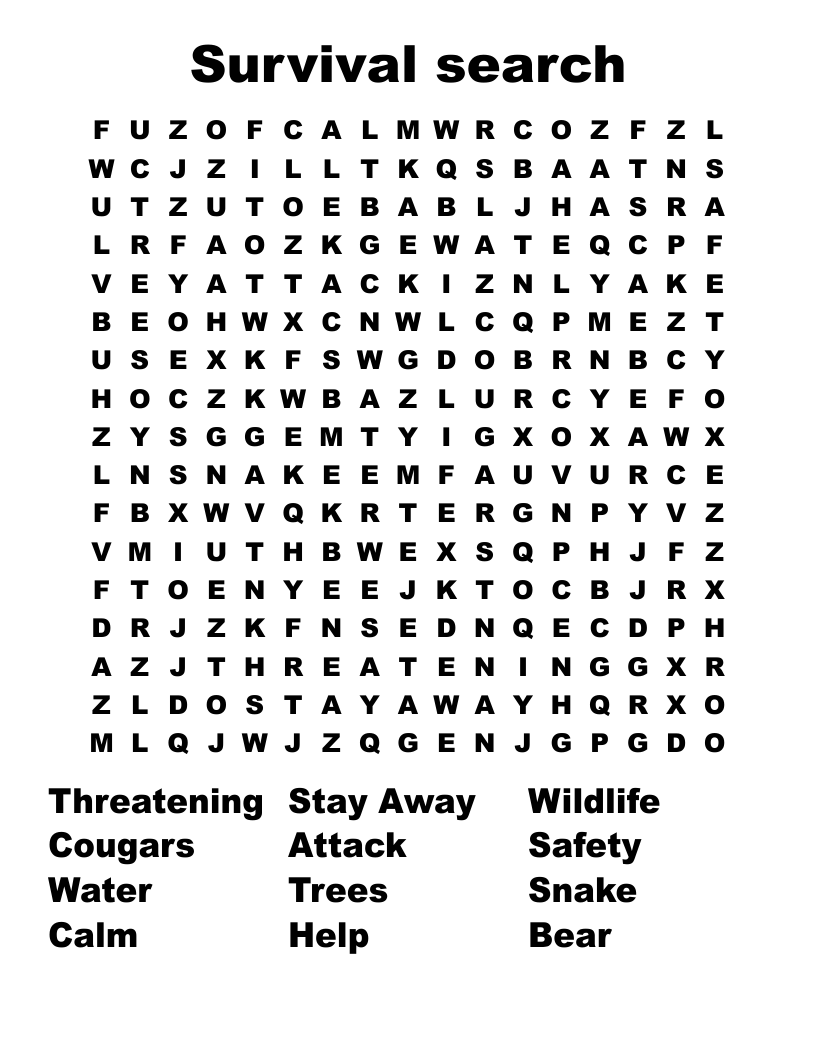 Survival search Word Search