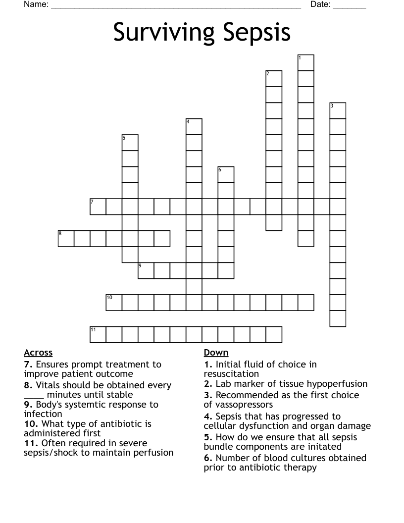 Surviving Sepsis Crossword