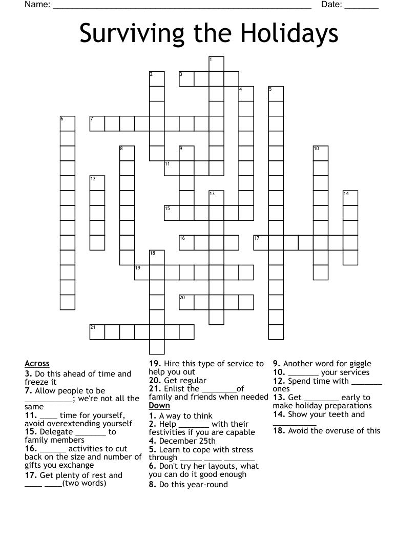 Surviving the Holidays Crossword