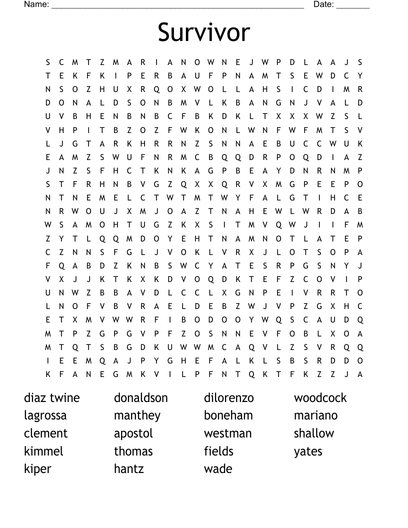 Survivor Word Search