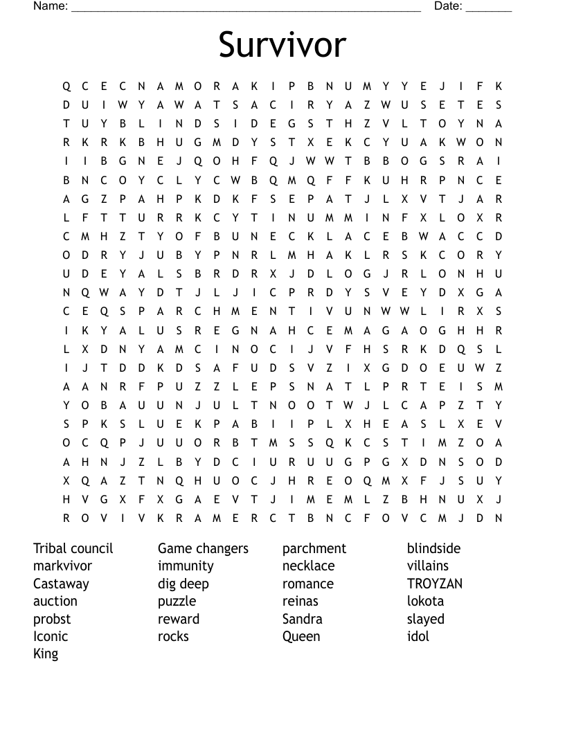 Survivor Word Search