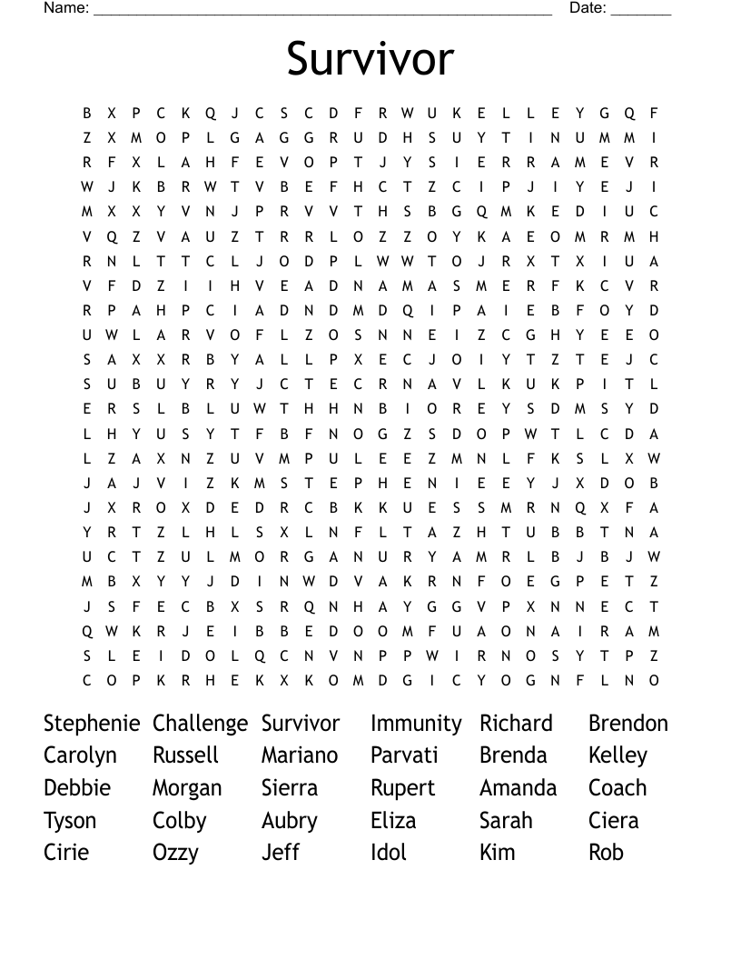 Survivor Word Search