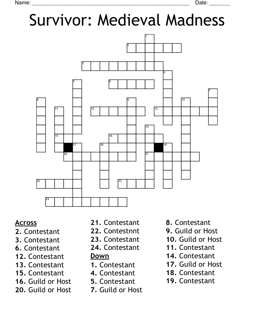 Survivor: Medieval Madness Crossword