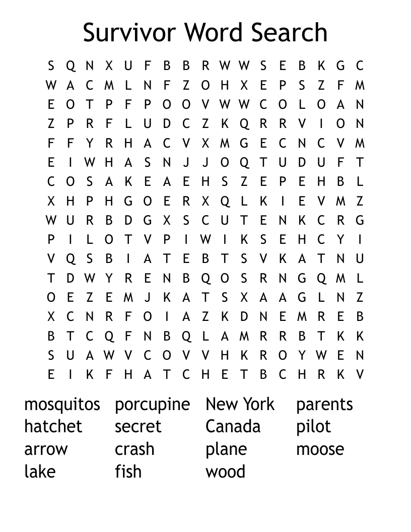 Survivor Word Search
