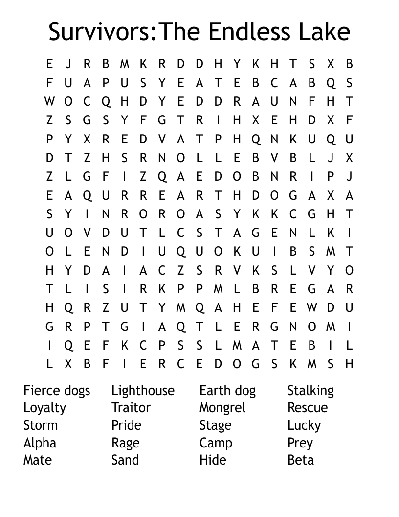 Survivors:The Endless Lake Word Search