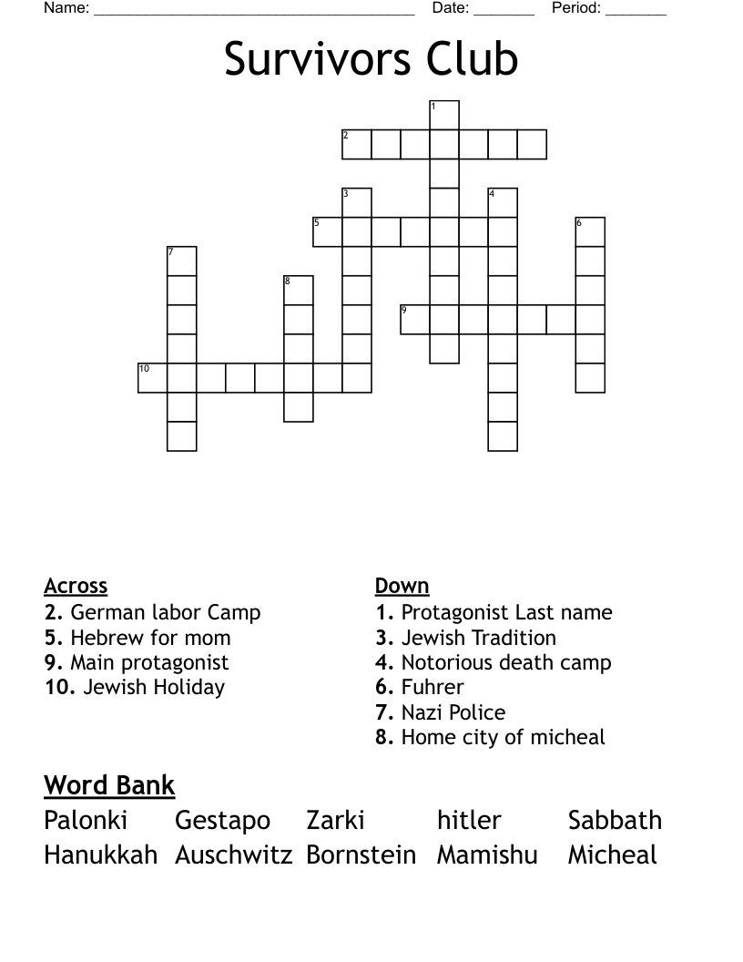 Survivors Club Crossword