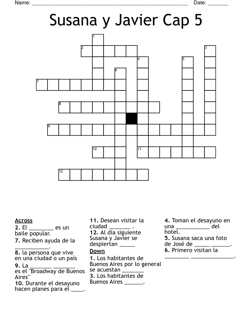 Susana y Javier Cap 5 Crossword
