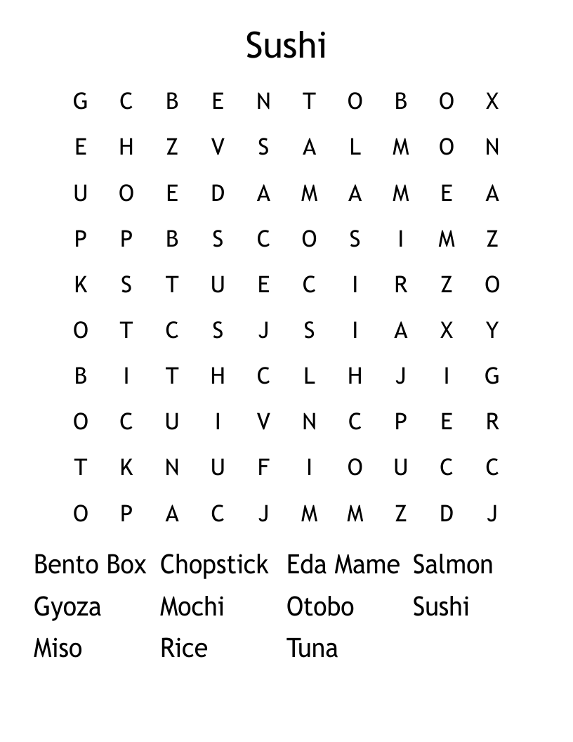 Sushi Word Search